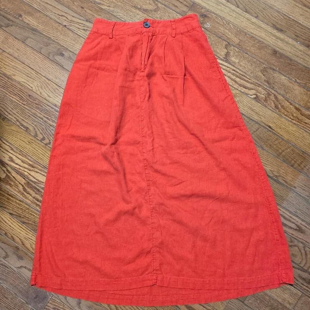 a new day orange linen blend modest skirt small